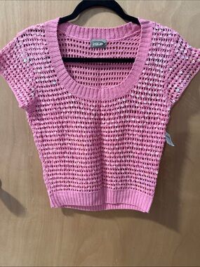 rave Pink Sequin Crochet Shell Top